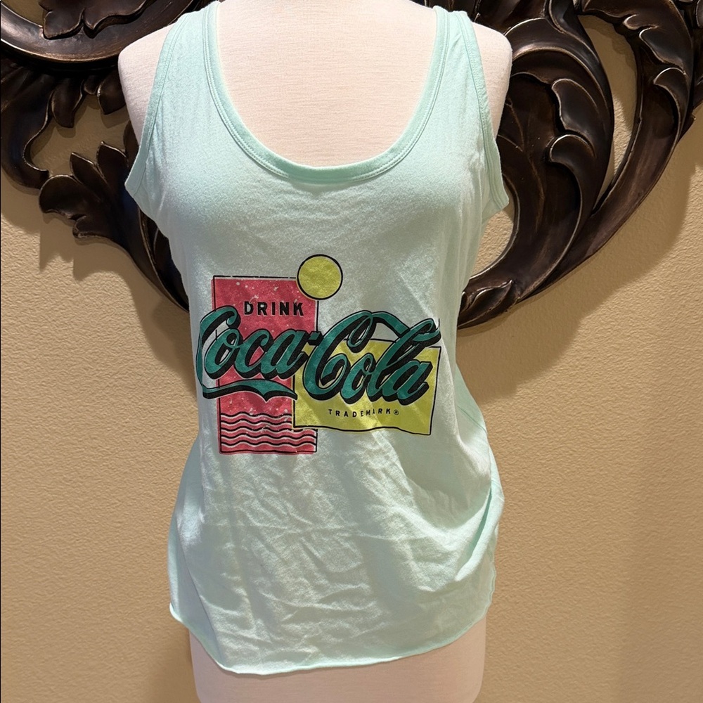 Wildfox + Coca Cola Cotton Mint Graphic Women's Tank with Retro Multicolor Logo